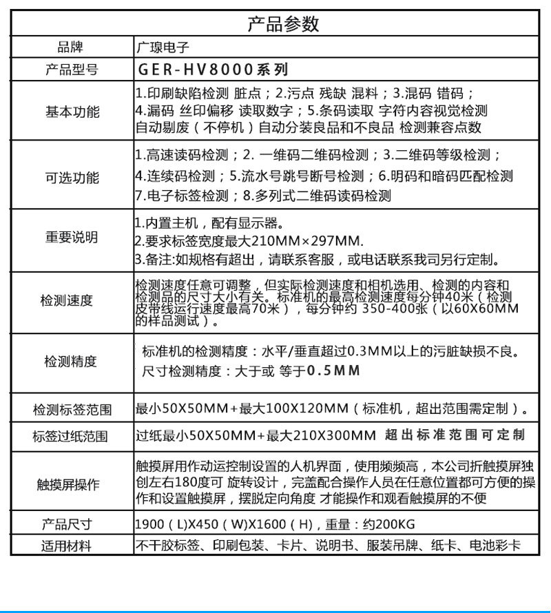 吊牌檢測(cè)設(shè)備配置